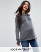 Asos Maternity Sweater With Ripple Stitch Detail - Gray