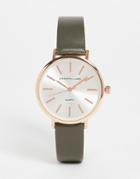 Christian Lars Womens Leather Strap Watch In Gray And Rose Gold