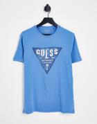 Guess T-shirt With Chest Triangle Logo In Blue