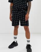 Nicce Two-piece Shorts With All Over Logo Print-black