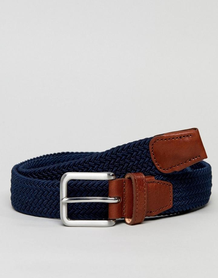 Jack & Jones Canvas Belt In Navy - Navy