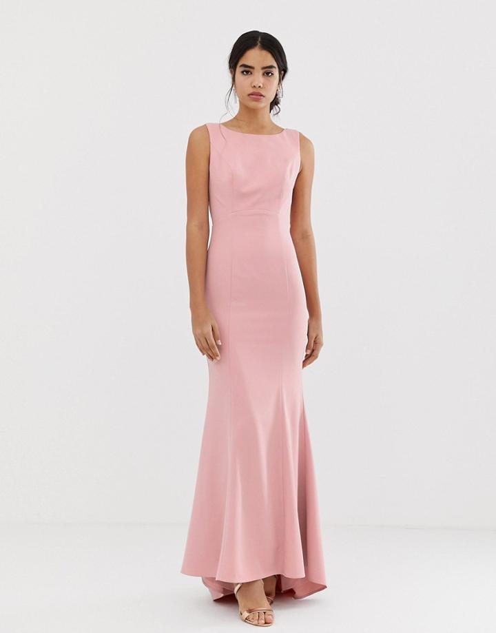 Jarlo Maxi Dress With Lace Open Back And Train In Pink - Pink