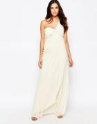 Jarlo One Shoulder Maxi Dress With Knot Front - Cream