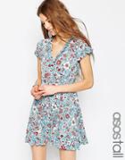 Asos Tall Tea Dress With Ruffles In Vintage Floral Print - Multi