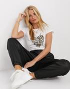 River Island Feel Good Heart Slogan T-shirt In White