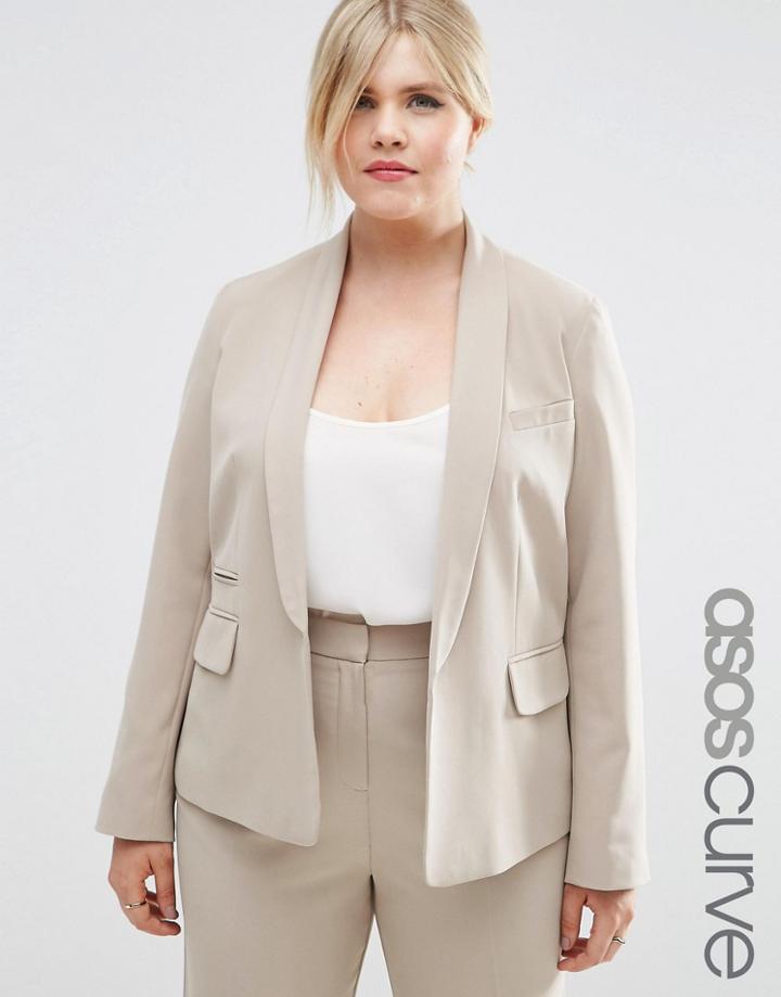 Asos Curve Premium Tailored Clean Blazer - Taupe