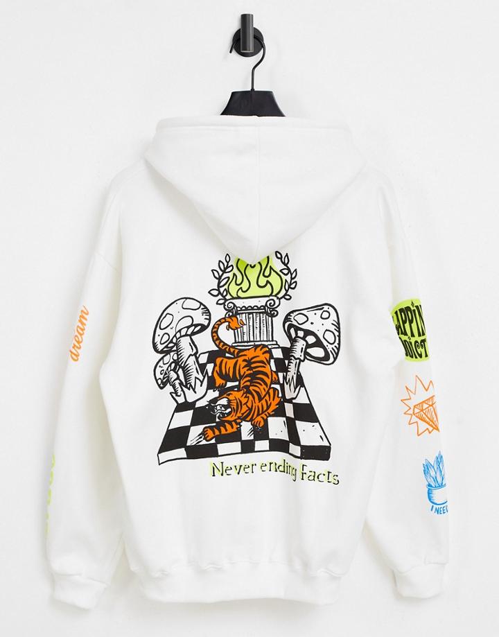 Pull & Bear Hoodie With 'let's Get Lost' Print In White