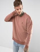 Religion Dropped Shoulder Sweatshirt With Raw Seam - Pink