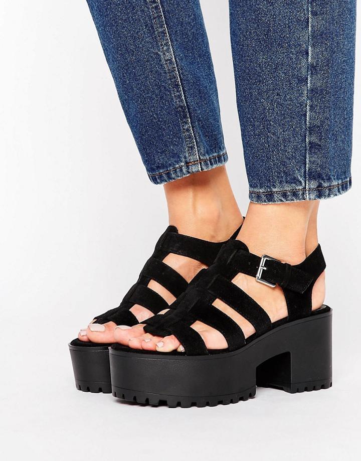 Pull & Bear Chunky Heeled Sandal - Black