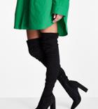 Asos Design Wide Fit Kenni Block-heeled Over The Knee Boots In Black