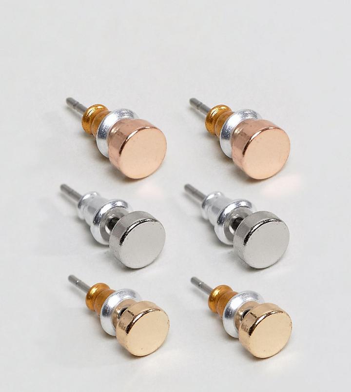 Reclaimed Vintage Circle Stud Earrings In 3 Pack Exclusive To Asos - Silver