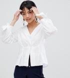 Vero Moda Petite Volume Tie Sleeve Blouse-white