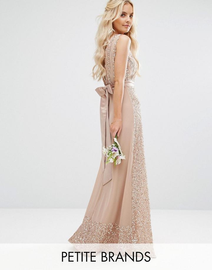Maya Petite Embellished Maxi Dress With Bow Back - Pink