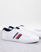 Tommy Hilfiger Essential Leather Stripe Sneakers In White