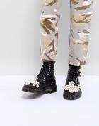Dr Martens 3d Flower Lace Up Boots - Black