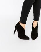 Selected Femme Alexandra Suede Heeled Ankle Boots - Black