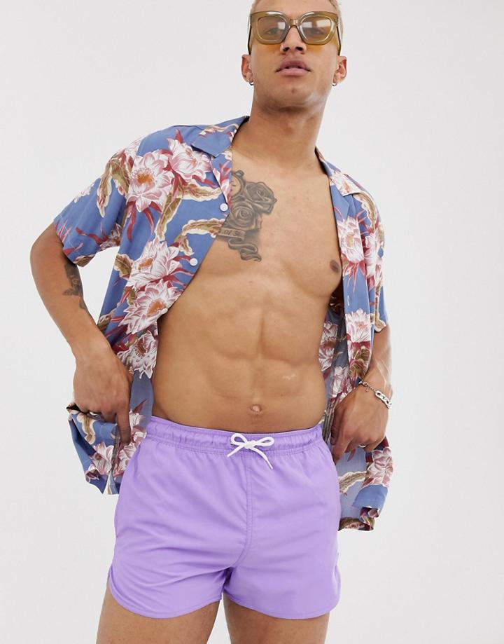 Bershka Swim Shorts In Purple - Purple