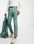 Asos Design Wedding Tapered Suit Pants In Dark Green
