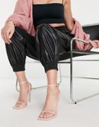 Steve Madden Zelle-p Crystal Detail Heeled Sandals In Blush Patent-pink
