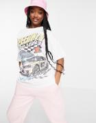 Asos Design Oversized T-shirt With Speedway Graphic In White