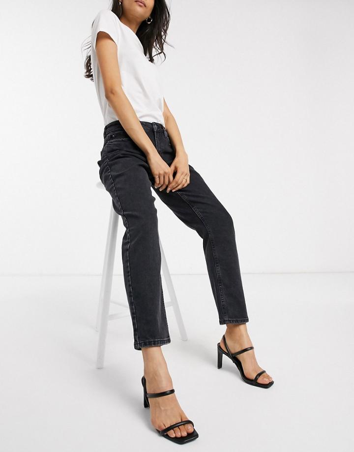 Vero Moda Organic Blend Cotton Straight Leg Jeans In Black