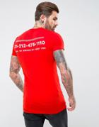 Asos Longline Extreme Muscle T-shirt With Number Print - Red