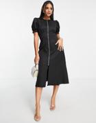 Na-kd Zip Detail Midi Dress In Black