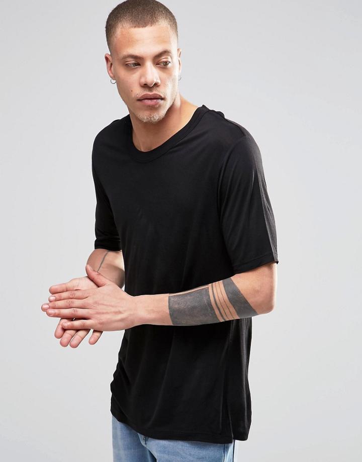 Weekday Jarmo Slinky T-shirt In Black - Black