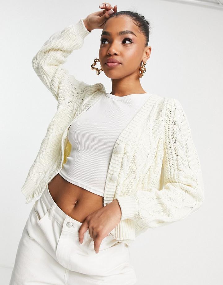 Nobody's Child Cable Cardigan In Cream-white