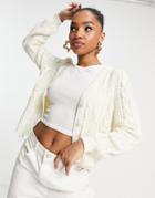 Nobody's Child Cable Cardigan In Cream-white