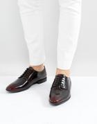 Asos Lace Up Derby Shoes In Burgundy Leather - Red
