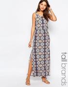 Vero Moda Tall Tile Print Low Back Maxi Dress - Multi