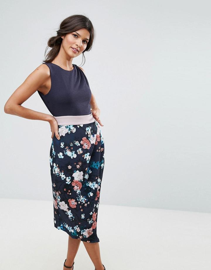 Closet Printed Drape Skirt Dress - Multi