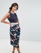 Closet Printed Drape Skirt Dress - Multi
