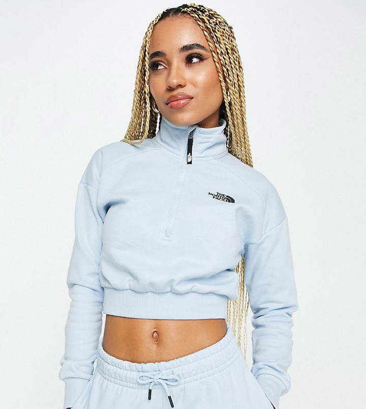 The North Face 1/4 Zip Fleece In Light Blue Exclusive To Asos