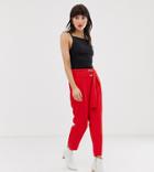 River Island Tapered Pants With Ring Detail In Red - Red