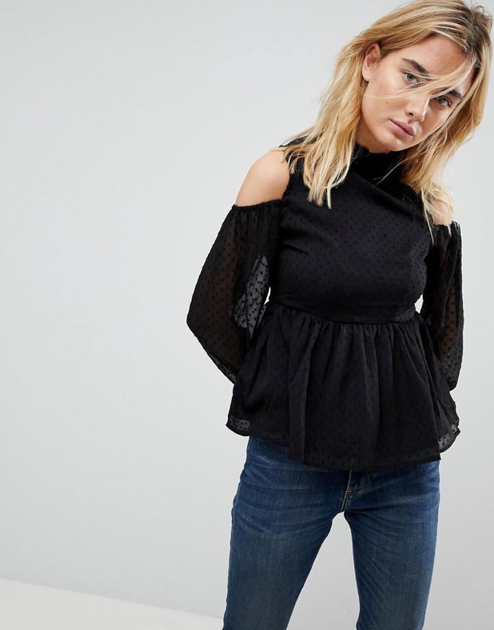 Walter Baker Shawna Cold Shoulder Blouse - Black