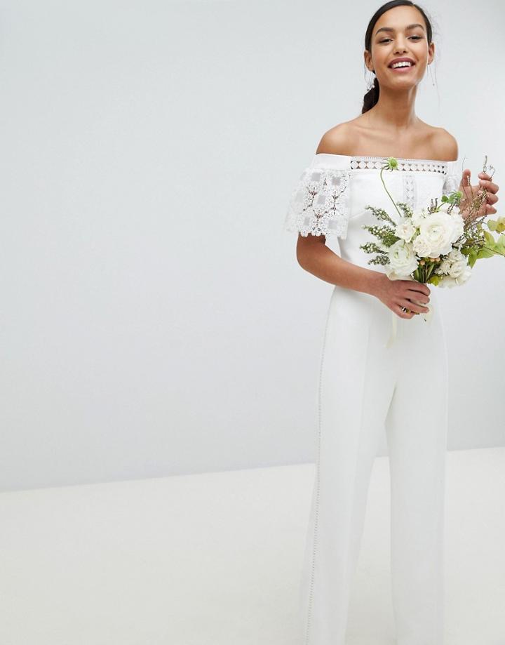 Ted Baker Tie The Knot Bardot Lace Jumpsuit - Cream
