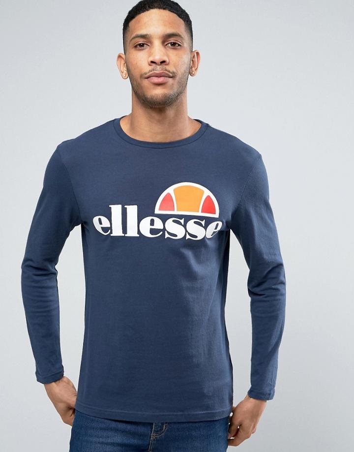 Ellesse Long Sleeve T-shirt With Classic Logo In Navy - Navy