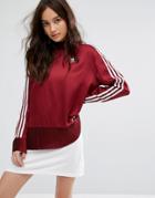 Adidas Originals High Neck Long Sleeve Top With Pleated Detail - Red