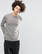 Asos Mohair Mix Crew Neck Sweater In Gray - Gray