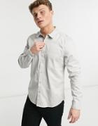 New Look Twill Long Sleeve Shirt In Light Gray-grey