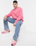 Asos Design Organic Oversized Sweatshirt In Washed Pink