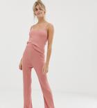 Asos Design Mix & Match Lounge Knitted Rib Flare Pants - Pink
