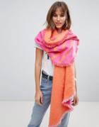 Esprit Double Sided Scarf In Pink - Multi