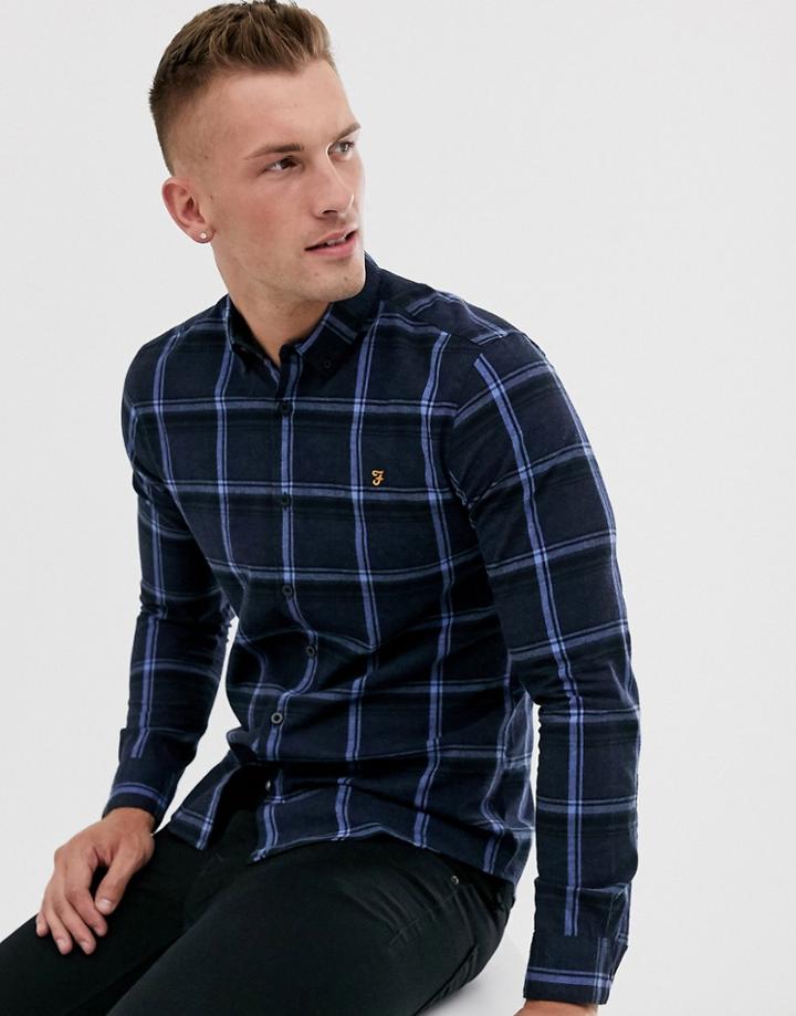 Farah Steen Slim Fit Check Shirt In Navy