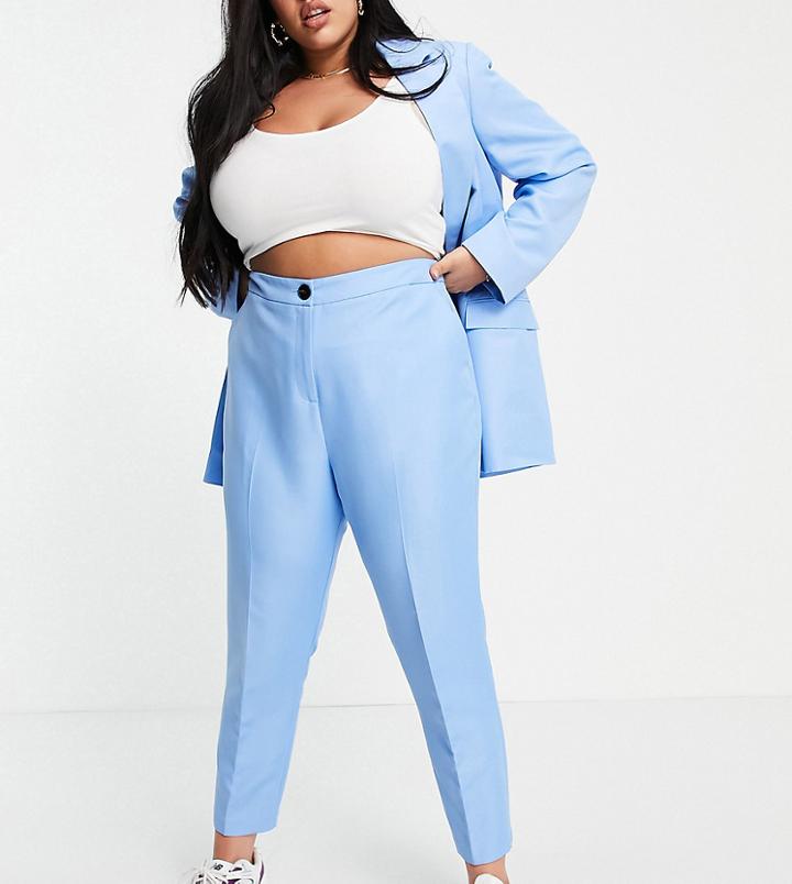Asos Design Curve Shrunken Dad Suit Pants-blues