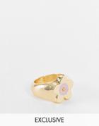 Reclaimed Vintage Inspired Fun Flower Ring In Gold