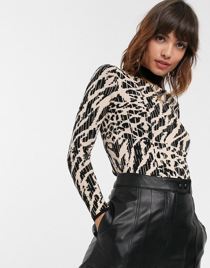 River Island Turtleneck Sweater In Animal Print