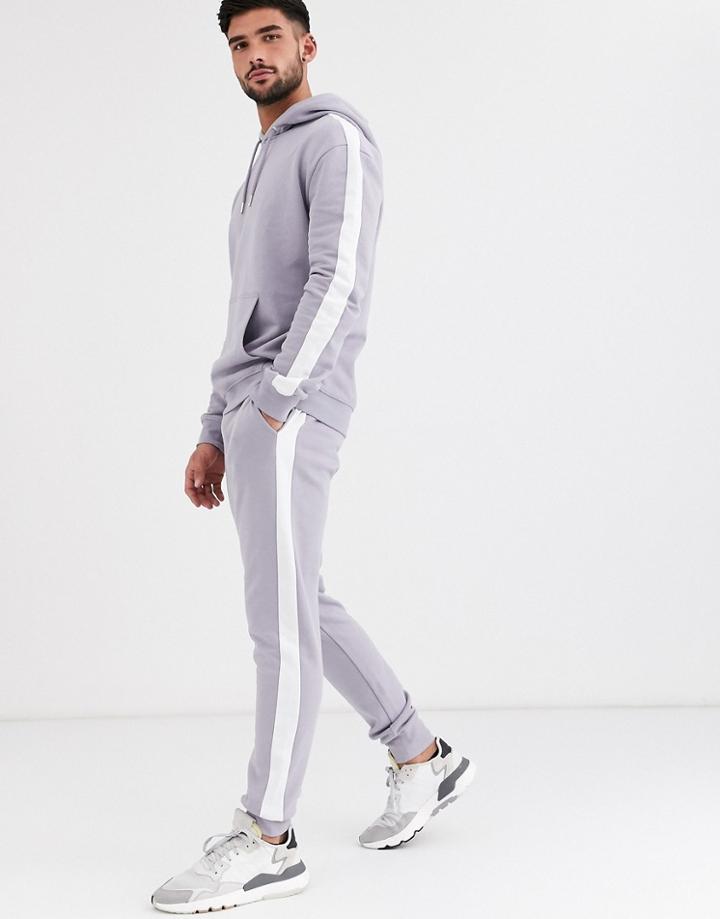 New Look Side Stripe Jogger In Gray